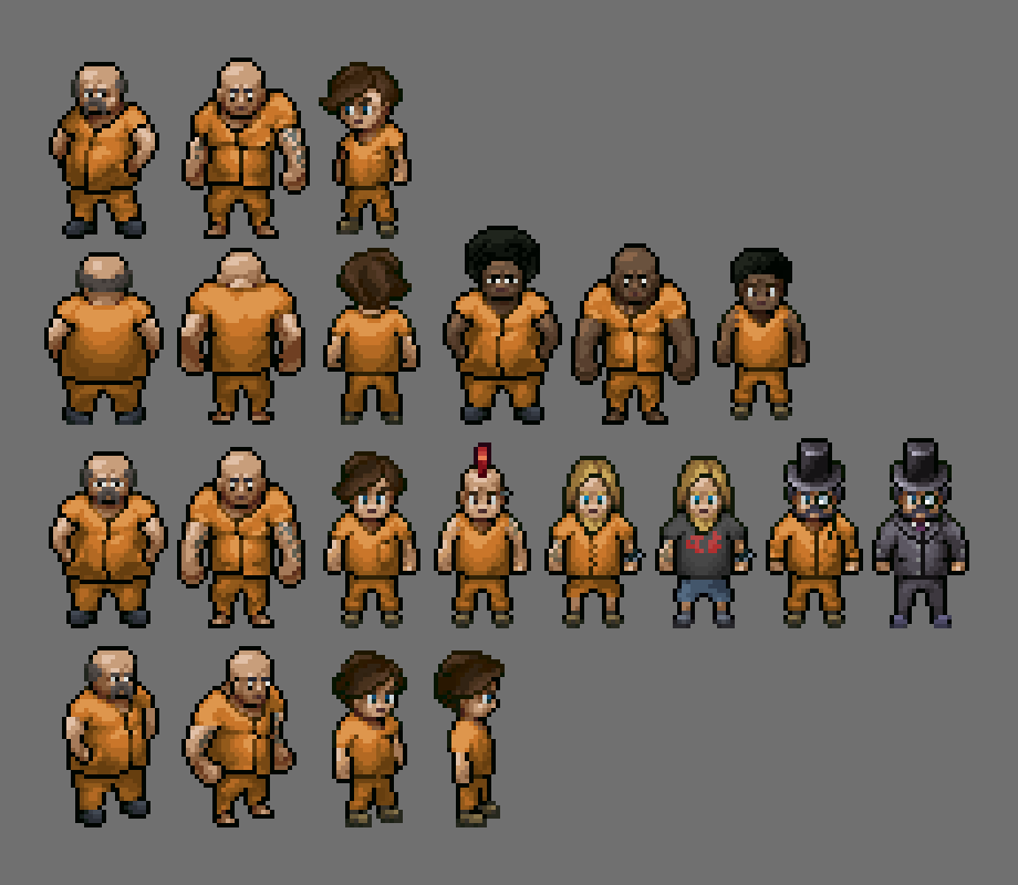Pixel art prison inmates